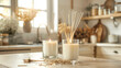 © 대연 김 - Candle Crafting Corner: A Clean, White Kitchen Counter with a Rustic Charm