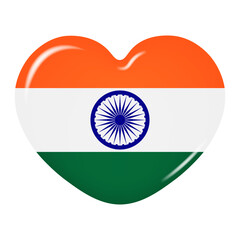 Wall Mural - Heart icon in the colors of the Flag of India, isolated on a transparent background. Vector illustration