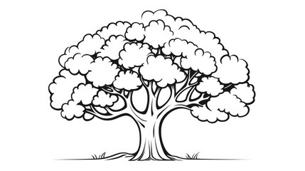 tree simple outline on white background illustration