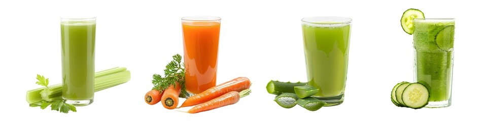 Wall Mural - Healthy vegetable juice served in a glass isolated on transparent background cutout png