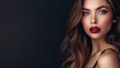 © shooreeq - Intricate sensual woman model with beautiful facial features poses on a black background, half body photo, space for text