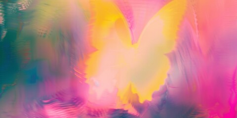 Canvas Print - Blurred photo in pink and yellow colors, blurred abstract painting in light leak style, psychedelic atmosphere