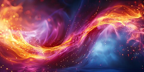 Sticker - electrifying cosmic swirl captivating abstract digital artwork of dynamically flowing waves in vibra