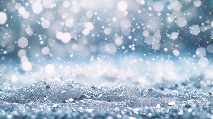Wall Mural - silver glitter christmas abstract background with bokeh defocused lights