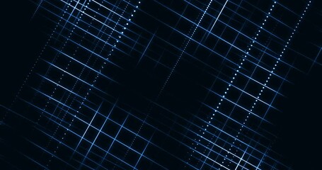 Wall Mural - futuristic movement of blue matrix digital glow vertical lines, technology and cyber security concep