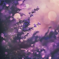 Wall Mural - A lavender bokeh background featuring delicate flowers, perfect for romantic and serene designs.