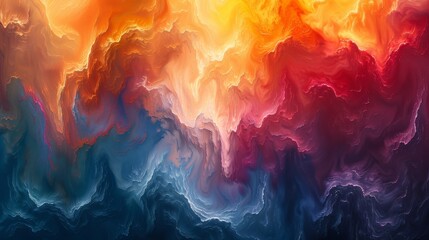 Wall Mural - the image shows a surreal blend of colors mimicking the dynamic motion and form of clouds in a gradi