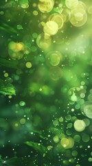 Wall Mural - Vibrant green bokeh lights with a natural feel, evoking a sense of freshness and tranquility.