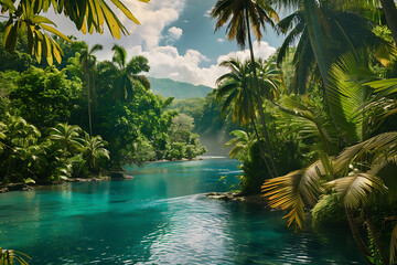 tropical landscape with sea view