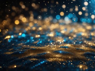 Wall Mural - background of abstract glitter lights blue gold