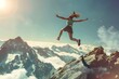 © Marina Shvedak - athletic woman jumping from one peak to another