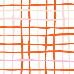 Vector hand drawn cute checkered pattern. Doodle Plaid geometrical simple texture. Crossing lines. Abstract cute delicate pattern ideal for fabric, textile, wallpaper