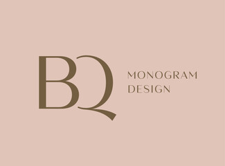 Wall Mural - BQ letter logo icon design. Classic style luxury initials monogram.