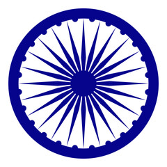 Wall Mural - accurate symbol of the ashoka chakra, isolated on a transparent background. buddhist symbolism. corr