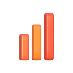 3d growth bar in chart for financial graph. Increase capital, investment and money in 3d vector render. Diagram success cost chart.