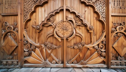 Wall Mural - door in the garden, wallpaper church of st john the baptist, close up of wood texture, wood texture background,  shot showcasing a wooden wall adorned and detailed pattern of wood grains and textures