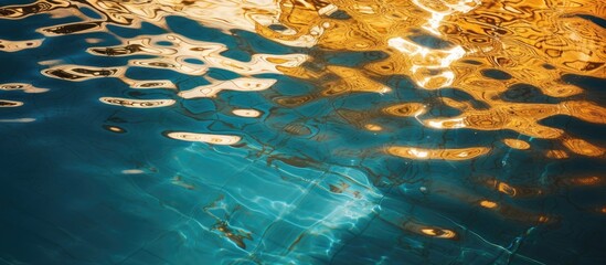 Leinwandbilder - Patterned gold surface water in the pool. Creative banner. Copyspace image