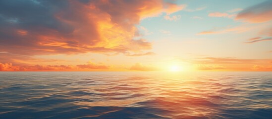 Wall Mural - sunset sky vertical over sea in the morning with orange sunrise landscape bright sky horizon sea. cr