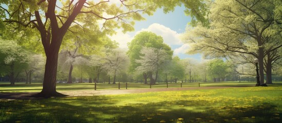 Wall Mural - spring park sunny day spring. Creative banner. Copyspace image