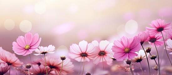 Wall Mural - Photo Picture of Beautiful Blooming Flower Background. Creative banner. Copyspace image