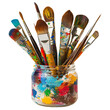 © MDNANNU - Artist's Palette with Paintbrushes in a Jar