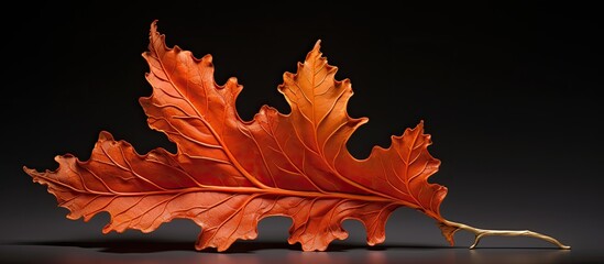 Wall Mural - Orange and red single leaf detailed. Creative banner. Copyspace image