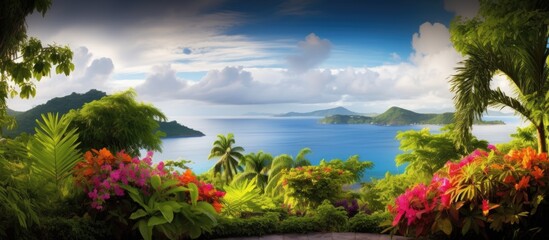 Poster - Tropical Landscape in the Life. Creative banner. Copyspace image