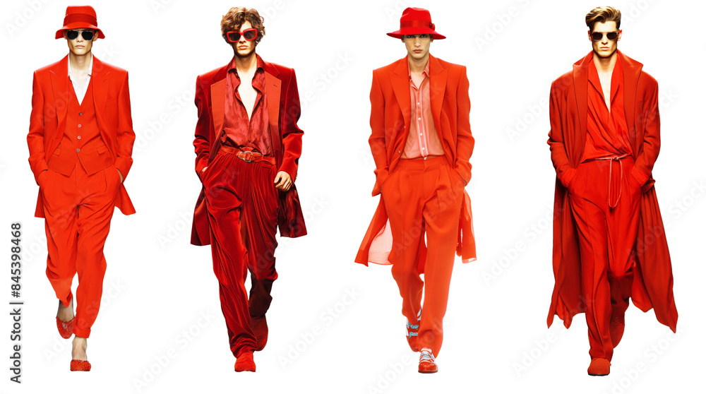 Set of red fashion outfit models on png background. Ideal set for ...