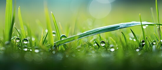 Aufkleber - water drop on grass. Creative banner. Copyspace image