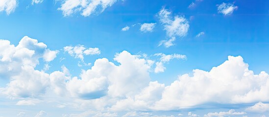 Wall Mural - Beautiful of blue clouds sky on bottom view. Creative banner. Copyspace image