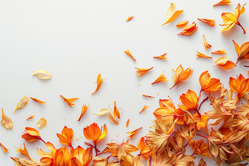 Wall Mural - Saffron flowers on white background, with empty space for text, magazine style