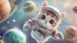© Premium_art - Cute little cat in space wearing spacesuit. Exploration concept