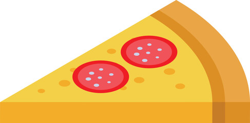 Sticker - Simple illustration featuring a single slice of pepperoni pizza on a white background