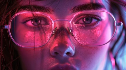 Wall Mural - a 3d conceptual render with bright neon lines against a magenta gradient background, exuding futuris