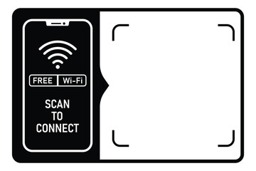 free wifi sticker. scan to connect Wi-Fi banner with blank space for qr code. printable sticker for hotel, café, shop. transparent vector.