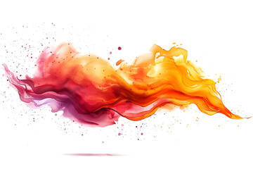 Wall Mural - Red and yellow vibrant watercolor splash on transparent background.