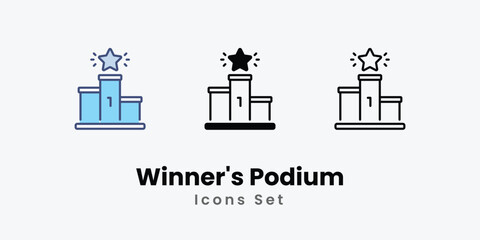 Winner's Podium icons vector set stock illustration.