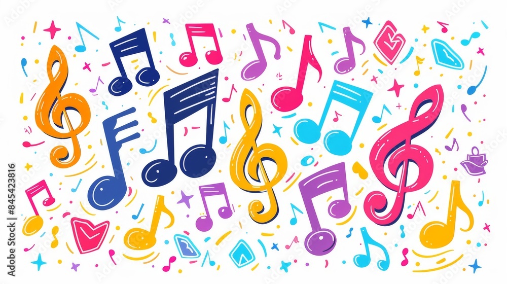 Ilustración de Stock Cartoon sketch of rotating musical notes. This ...