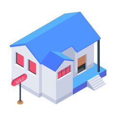 Canvas Print - Get this isometric icon of a sold house 

