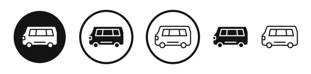 Wall Mural - Van Icon Set Transit delivery minibus vector symbol used for cargo and package delivery.