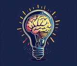 light bulb with brain