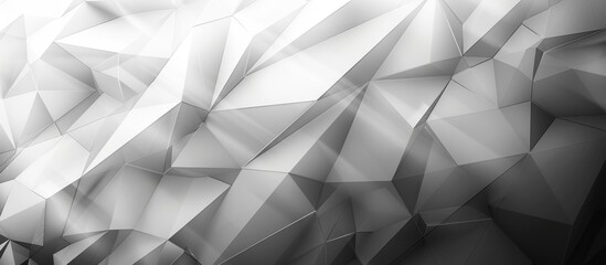 Wall Mural - Black white abstract background. Geometric shape. Lines, triangles. 3d effect. Light, glow, shadow. Gradient. Dark grey, silver. Modern, futuristic.