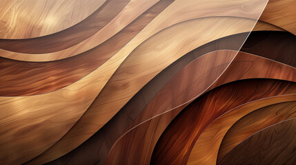 Wall Mural - Shaped, wavy mosaic background made from pieces of smooth wood.