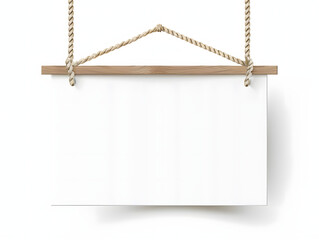 Empty white hang blank fabric horizontal canvas banner mockup