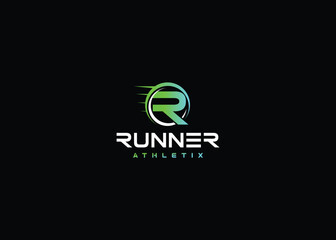 R logo design, Runner logo idea with R shape.