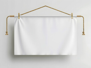 Poster - Empty white hang blank fabric horizontal canvas banner mockup