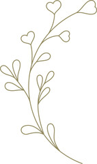 Wall Mural - Gentle wildflower elegant feminine monochrome linear decorative element for logo vector