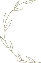 Wall Mural - Curved olive tree branch with leaves golden monochrome line art decor element for logo vector