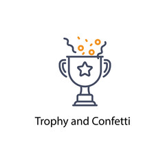 Wall Mural - Trophy and Confetti vector icon