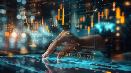 Aufkleber - High-angle view of a financial analyst analyzing gold market trends on a digital graph